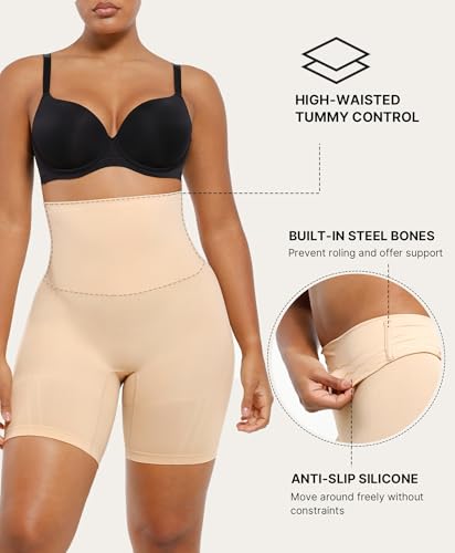 Image of SHAPELLX Tummy Control Shapewear for Women High Waisted Body Shaper Shorts Thigh Slimming Underwear
