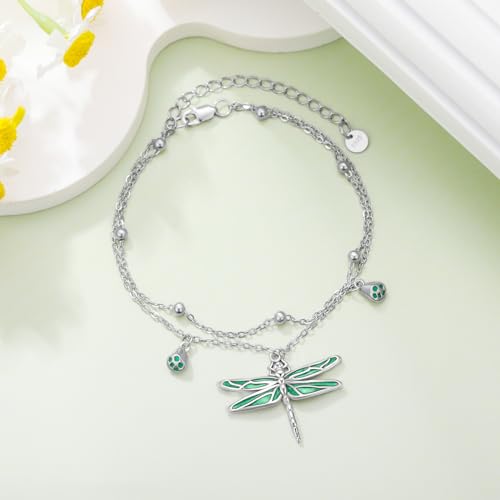 Image of Dragonfly /Cross Bracelet for Women 925 Sterling Silver Bracelet Animal Silver Bracelet Jewelry Mother's Day Birthday Gift for Mom Wift
