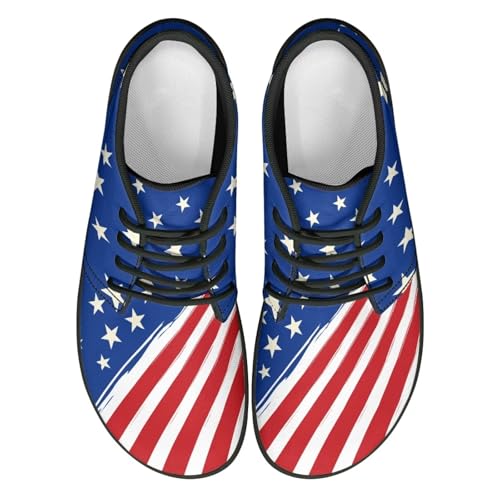 Forchrinse American Flag Print Mens Flat Shoes Leather Sneakers Fashion Mid Top Walking Shoes Patriotic Dress Shoes for Men Boys Chukka Boots Waterproof2