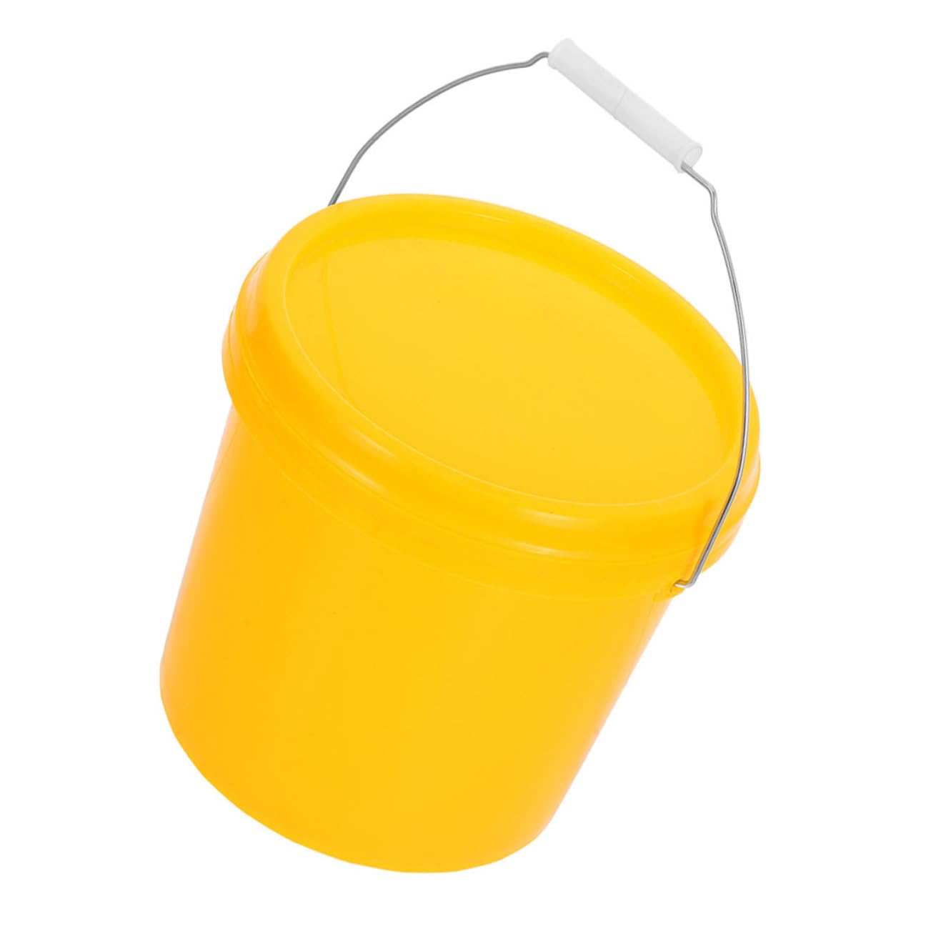 Secchio per Uso Domestico e Conservazione in Plastica con Coperchio Ermetico da 5l Giallo, Portatile e Salvaspazio, con Maniglia Resistente e Struttura Rinforzata