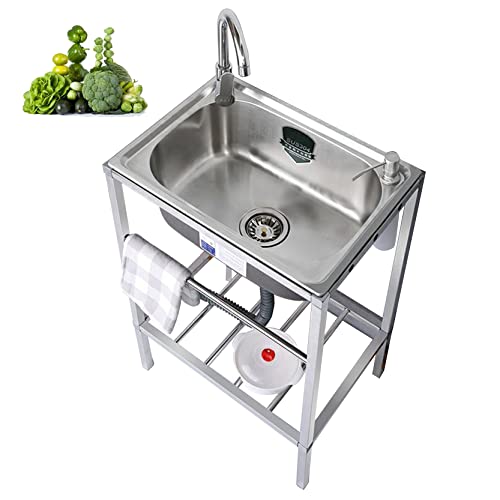 Lavabo utilitaire à cuve unique en acier inoxydable pour éliminer les salissures