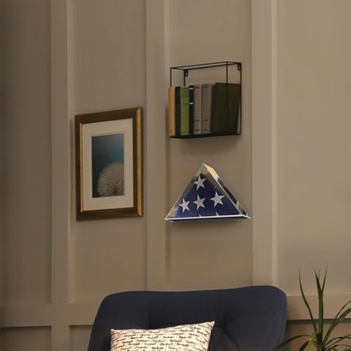 Vitrina transparente de bandera para veteranos en metacrilato premium triangular 3