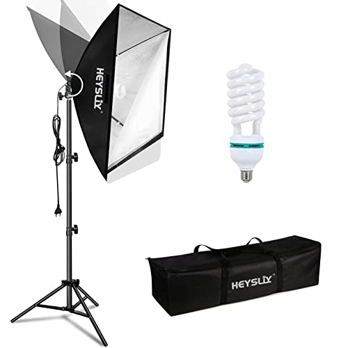 Heysliy Softbox pour Studio Photo et Éclairage 50x70cm, Soft Box avec Ampoule lumière du Jour 150W...