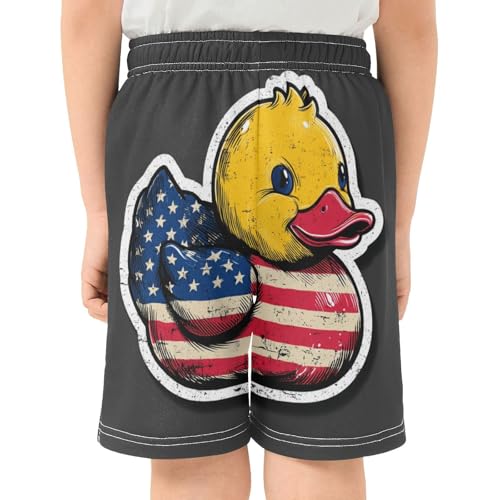 DOMIKING Flag Duck Grey Kids Shorts Pull-on Boys Shorts with Elastic Waist Casual Athletic Pants for Summer Outdoor Playwear3