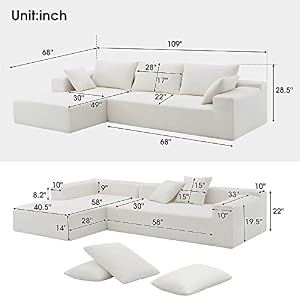 P PURLOVE L-Shape Sectional Sofa, Modular Sectional Living Room Sofa Set, 109*68" Modern Minimalist Style Couch, Upholstered Chenille Sleeper Sofa for Living Room, Salon, 2 PC Free Combination (Beige) P PURLOVE L Shape Sectional Sofa Modular Sectional Living Room Sofa Set 10968 Modern Minimalist Style Couch Upholstered Chenille Sleeper Sofa for Living Room Salon 2 PC Free Combination Beige