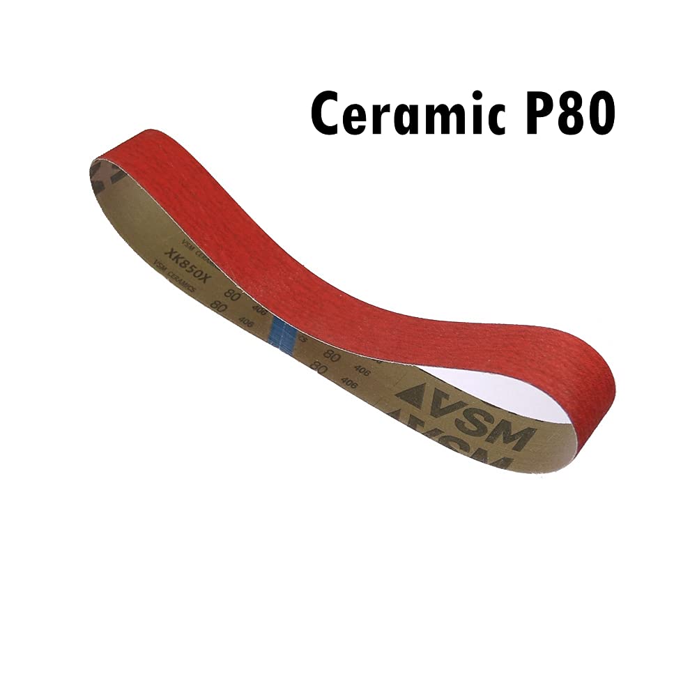 Bandas abrasivas de lijado de cerámica VSM XK850X for pulido de metales, paquete de 4 tamaños múltiples(Mix,1220x50mm)