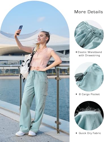 Image of Women's Cargo Pants 28 inch /30 inch Lightweight Quick Dry Casual Travel Pant Streetwear for Work Hiking Outdoor with 8 Pockets