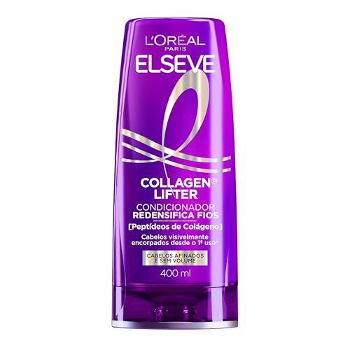 L'Oréal Paris Elseve Collagen Lifter Condicionador Redensificador com Colágeno Vegetal, Aumenta a Densidade e o Volume dos Fios Finos, Hidratação Profunda 400ml