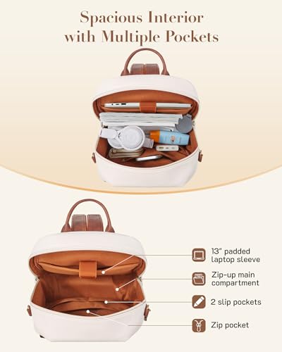 Image of Missnine Leather Backpack Purse for Women, Ladies Fashion Backpacks, Convertible Vintage Bag for Travel, Work, Everyday