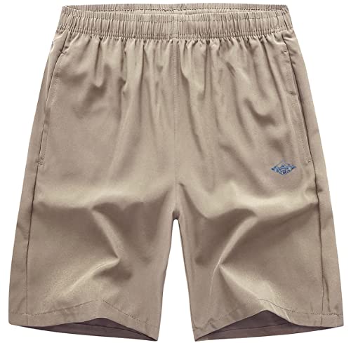 Exeke Men's Quick Dry Running Shorts Lightweight Gym Workout Shorts With Zipper Pockets 252-1Xl/Khaki 30-32 #TOP3