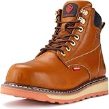 SUREWAY 6 in Mens Heavy Duty Soft/Steel Toe Work Boots for Men,Full Grain Leather,Slip Resistant,EH Safety Industrial Construction Boot,Steel Toe LT Brown,Size 12