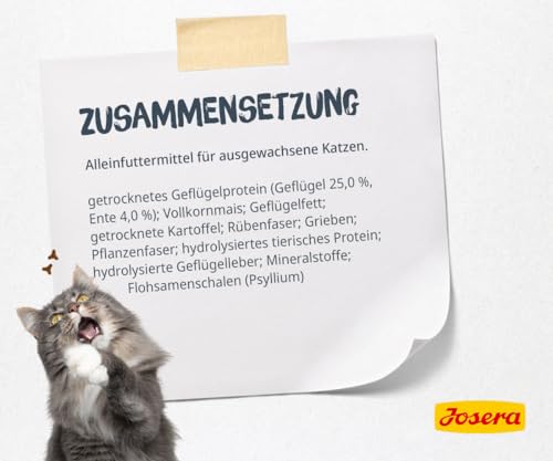 JOSERA Catelux (1 x 2 kg) | Adult | Premium Trockenfutter für ausgewachsene anspruchsvolle Katzen | Ente & Kartoffel | weizenfrei | mit diätische Fasern gegen Haarballen | Katzenfutter | 1er Pack