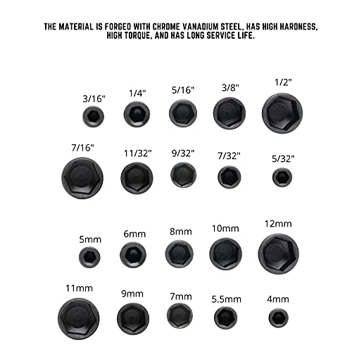 Image of NEIKO 10068A Nut Driver Set, For Impact Drill and Driver, 20 Piece, 1 /4 inch Hex Small Nut Driver Bit Set, Metric and Standard, 4-12 mm & 5 /32 inch-1 /2 inch, CR-V Steel, Nutsetter Driver Bits