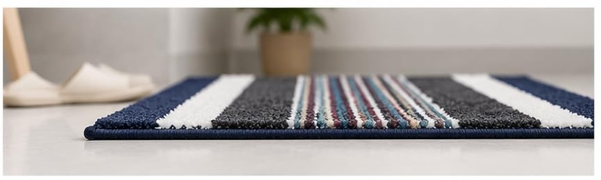 Striped Microfiber Doormat, Multicolour, 40 x 60 cm