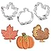 Thanksgiving and Fall Holiday Cookie Cutters 3-Pc. Set Made in USA by Ann Clark, Maple Leaf, Turkey, Pumpkin