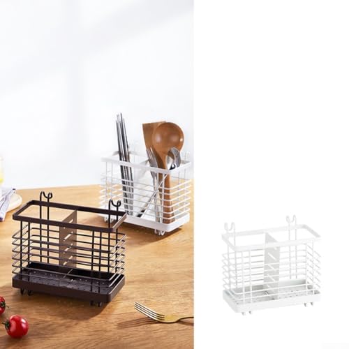 Besttoolifes Utensil Holder, Stainless Steel Cutlery Drainer Sink Caddy, Rust Proof Sink Tidy Kitchen Sink Organiser, Cutlery Organiser For Kitchen Utensil(White) - Image 7