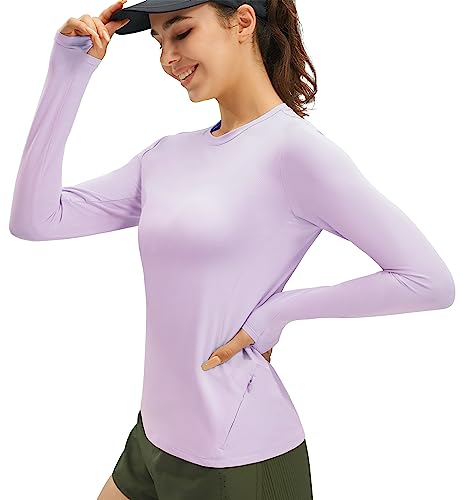 Persit Long Sleeve Workout Shirts For Women Uv Protection Athletic Hiking Spf Upf 50 Sun Shirt Running Fishing Yoga Tops-Purple-M #TOP11