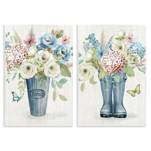 Country Garden Rain Boots, 10 x 15 Inch Mounted Print on Wall Plaque Set