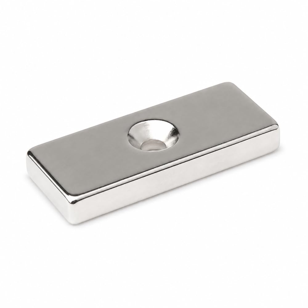 Imán de placa de neodimio MP£ 40 x 15 x 5 N38 para un tornillo 10 unidades