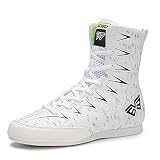 WJFGGXHK Jungen Boxschuhe, Professionelle Wrestling Sneakers Atmungsaktive Anti-Rutsch Gym Kletterschuhe,Weiß,33 EU