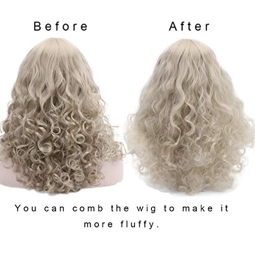 Styler Long Curly Blonde Wigs For Women Synthetic Wavy Hair With Bangs #TOP6