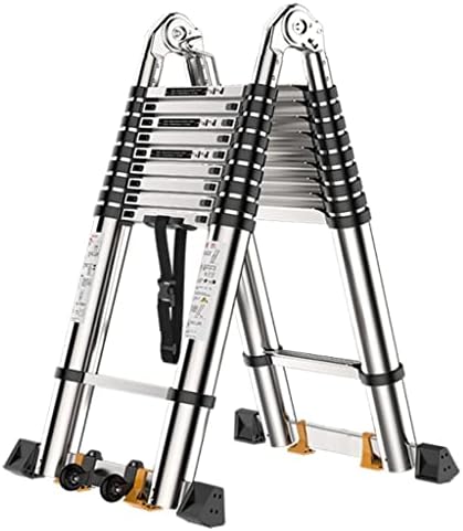 NEOCHY Lightweight Foldable Portable Ladder 30 FT Aluminum Telescopic Conductor retraction Leader with a Keys Collapsible Conductor with Spring- Loaded Locking Mechanism for roof (Size : 30ft)