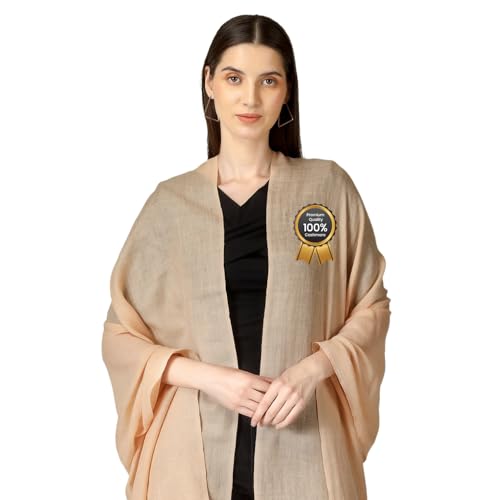 Rosera Cashmere Scarf | Lightweight Mangolian Cashmere Wrap | Ultra Thin Shawl | Ideal for Travel | Made in India (Light Peach)
