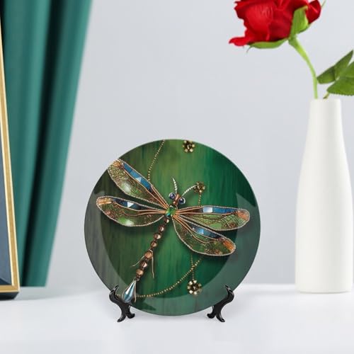 Plato decorativo de porcelana Bone China Dragonfly 6 pulgadas miniatura 6