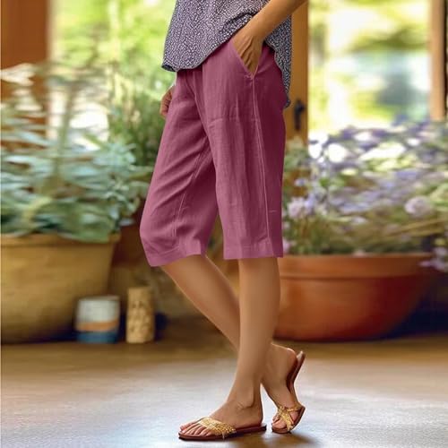 Pedal Pushers for Women Lightweight and Thin Summer Bermuda Shorts Baggy Casual Summer Capri Shorts with Pockets2