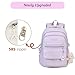 PRLINJSK Girls Backpack for College High Middle School Student, Cute Aesthetic Bookbag for Teens Women with Accessories，Purple