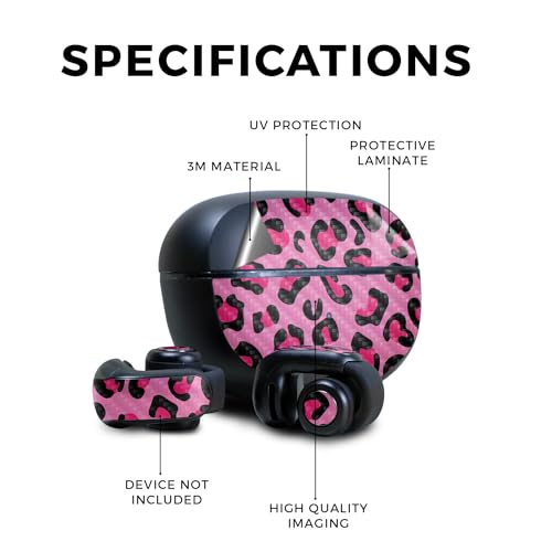 Image of Carbon Fiber Skin Compatible with Bose Ultra Open Earbuds - Pink Leopard - Premium 3M Vinyl Protective Wrap Decal Cover - Easy to Apply | Crafted in The USA by MightySkins