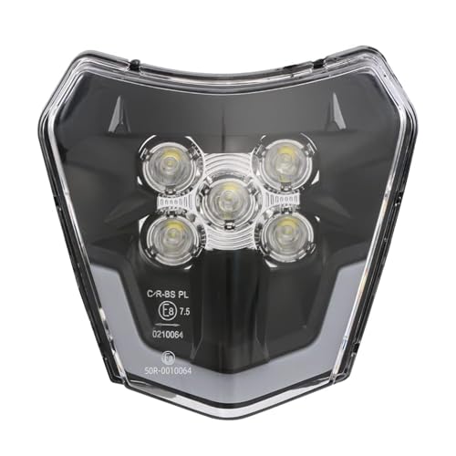JFG RACING Faro Anteriore Moto,Faro LED Universale Moto per EXC250 SX250 SXF250 EXC450 SX350 SXF450 EXC525 640LC4 Dirt Bike Pit Bike Motocross Enduro Supermoto