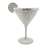 UMREN Cocktail Goblet Rhinestone Clutch for Women Unique Crystal Evening Bag Diamond Purse Wedding Party Prom Handbag Silver