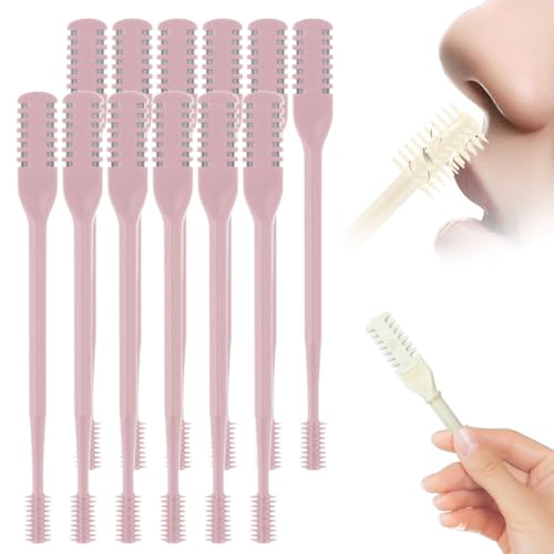 Image of Upgrade Nasal Hair Cutter Travel Essentials for Men Women,2025 Nostril Hair Removal Tools Double Sided Christmas,360 Rotating Manual Nose Hair Trimmer (Pink, 12 Set)