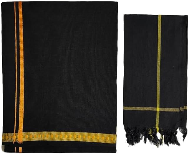 Black Dhoti for Men – Soft Cotton Fabric, Perfect for Weddings & Rituals AB