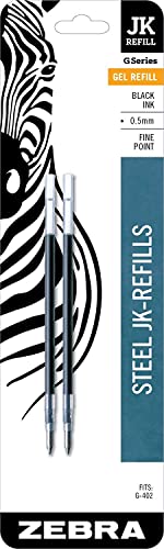 Zebra G-402 Stainless Steel Pen Jk-Refill, Fine Point, 0.5Mm, Black Ink, 8-Count #TOP1