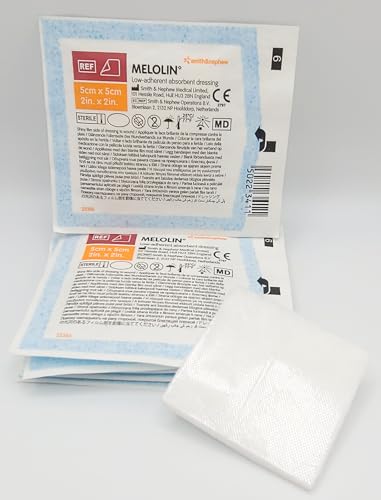 MELOLIN Sterile Non-Adherent Dressings - Qty 10, Individual Packs, Available in S, M/L, & XL, Ideal for Wound Care, Non-Stick Gauze (Small Wound, 5cm x 5cm)