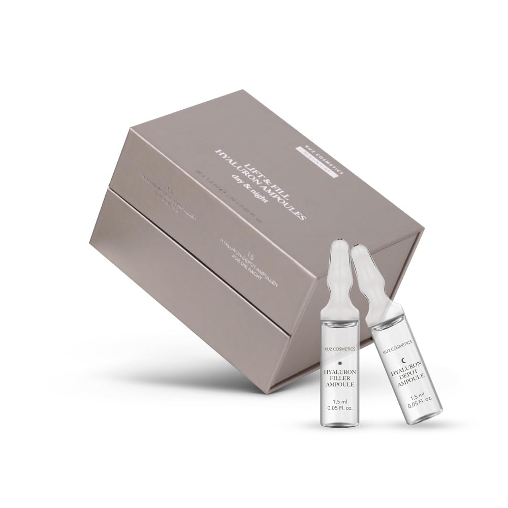 KU2 Cosmetics Lift & Fill Hyaluron Ampullen, 30 x 1,5 ml | Tag & Nacht Intensivkur, Anti-Aging, Feuchtigkeitspflege