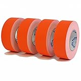 4 Rolls Premium Professional Grade Gaffer Tape 4 Pack - 2 Inch X 50 Yards Fluorescent / Neon Orange Color - 4 Rolls per Case