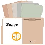 SUNEE File Folders with Fasteners, Manila Folders Letter Size, 2 Reinforced Fasteners, 1/3-Cut Tab, Pastel Color, 50 Pack, Keep Organized for Your Office Documents School Files