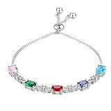 Fortheday Personalized Bracelets for Women with 2-5 Birthstones Link Bracelets Custom Bracelet with...