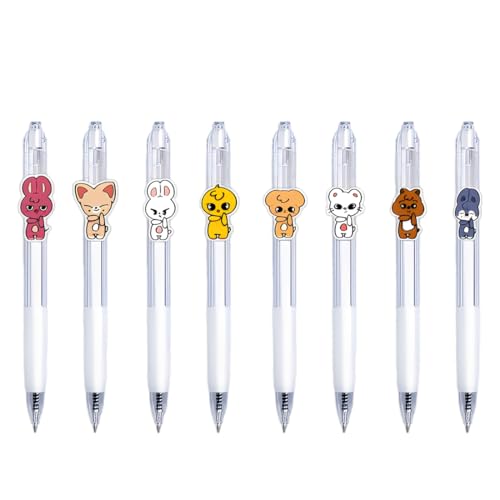 NHPY 8 Stück SKZOO Merch Stifte Set, 8 Verschiedene Designs, Merch Geschenke Perfektes für Fans Stifte Kugelschreiber