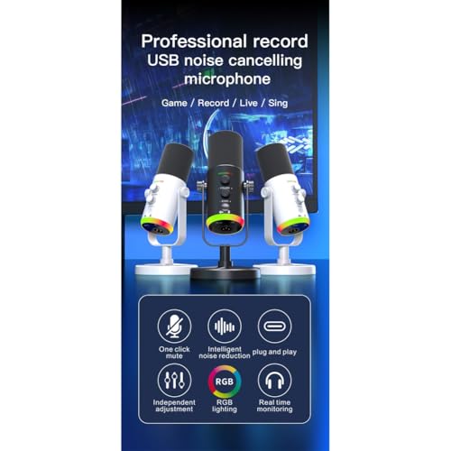 Microphone dynamique USB RGB pour PC et streaming de podcasts