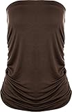 Fronces sur les côtés WearAll - Grande Taille Bandeau Top ruché sans Manches - Brun Fonce - 44-46