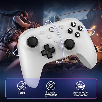8BitDo Ultimate 2 Bluetooth Controller for Switch, Switch 2, PC&Windows,Switch Pro Controller with TMR Joysticks,Tactile/Hall Triggers,Programmable L4/R4 Bumpers,2 Back Paddle Buttons,RGB Ring,White