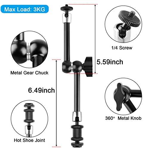 Magic Arm Camera Clamp,Chromlives Adjustable 11" Articulating Arm Camera Mount With Super Clamp W/ 1/4" And 3/8" Thread For Dslr Camera Rig/Lcd Monitor/Led Lights/Flash Light #TOP1