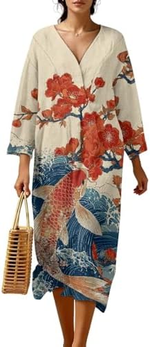 Kaftan Dresses for Women Plus Size Midi Dress Loose Swing Soft Wo...