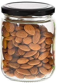Image of PRAMUKH FASHION - Round Glass Jar and Container (500 ml) with Rust Proof Air Tight Black Lid /Suitable to use in Your Home Office, Kitchen Storage /Glass Jars Set of (6)