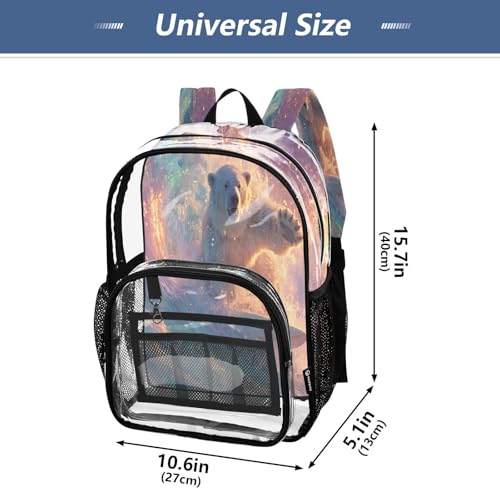 Polar Bear Surf Clear Backpack Heavy Duty See Through Transparent PVC BookBag for Kids Boy Girl School Work4