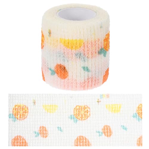 Healifty ペット用フルーツパターン自着性バンテージラップ 中型犬用 伸縮性 無織布テープ 犬脚 足 傷保護用バンテージ 防汚仕様